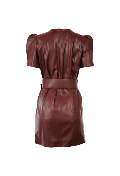Vestido Curto Efeito Pele Com Cinto