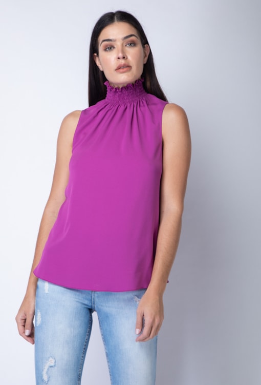 Blusa Gola Alta Franzida