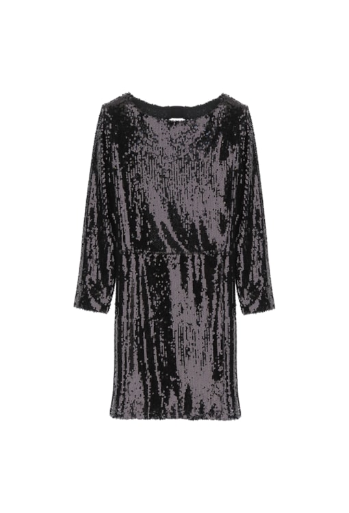 Vestido Manga Comprida e Lantejoulas