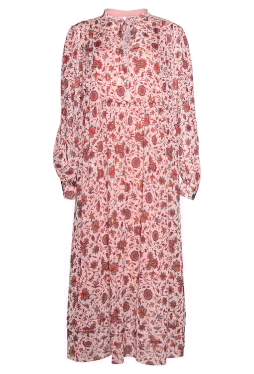 Vestido com estampado e folhos