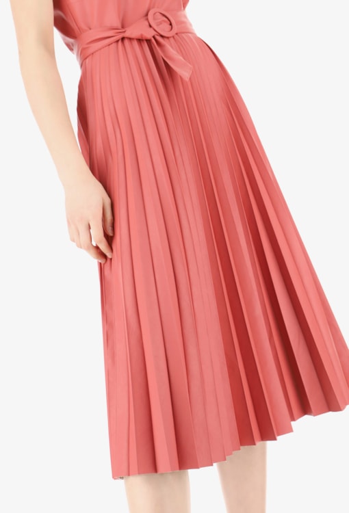 Vestido Midi Efeito Pele Plissado