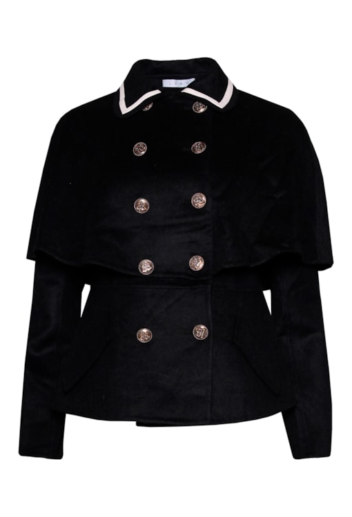 Casaco efeito capa em lã