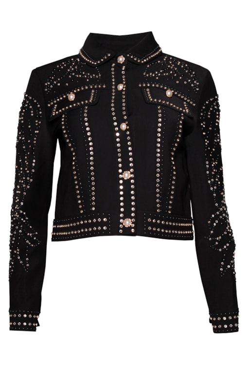 Casaco tipo vaqueiro com brilhantes