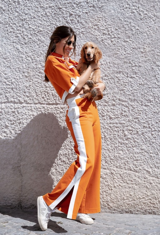 Calças largas duas cores