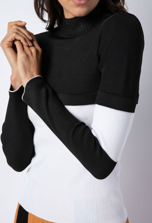 Blusa canelada duas cores