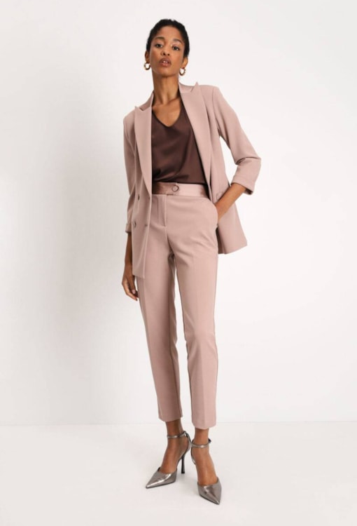 Calças justas com pormenor acetinado