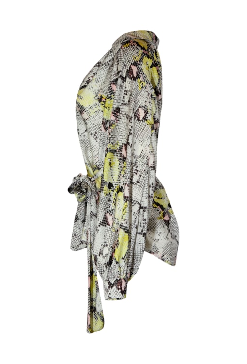 Blusa decote em v com padrão cobra