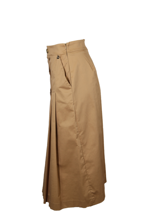 Saia midi com pregas e botões