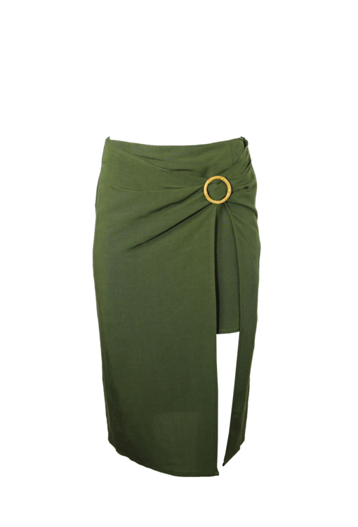 Saia de linho com detalhe drapeado