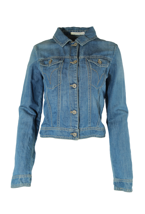 Casaco de ganga com aplicação flores