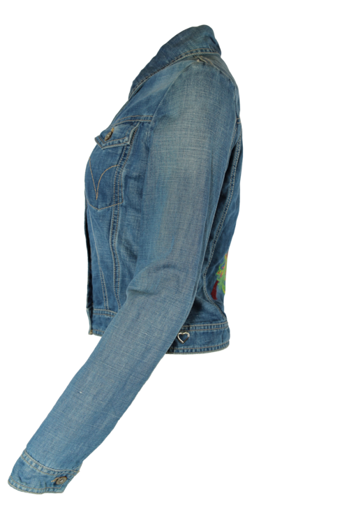 Casaco de ganga com aplicação flores