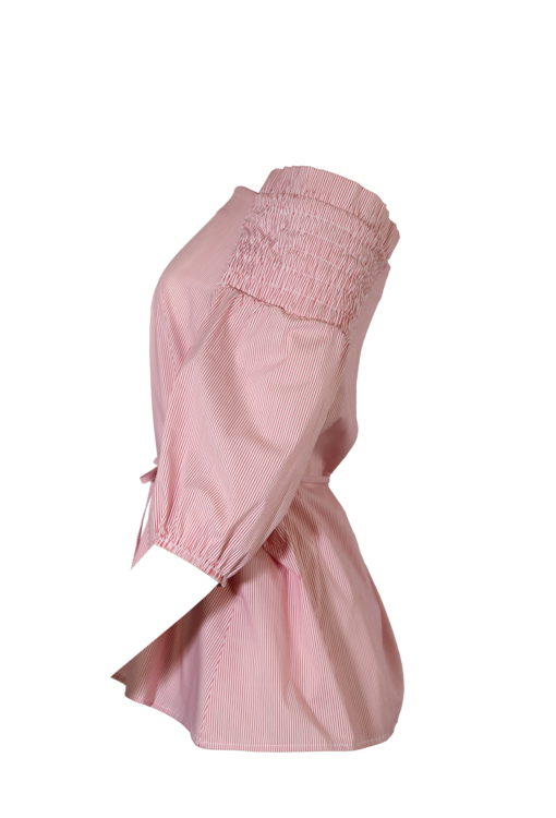 Camisa decote em barco às riscas