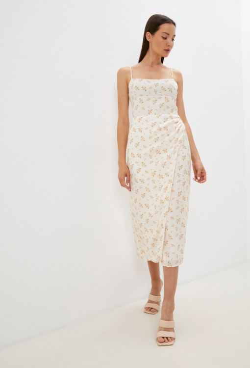 Vestido floral drapeado