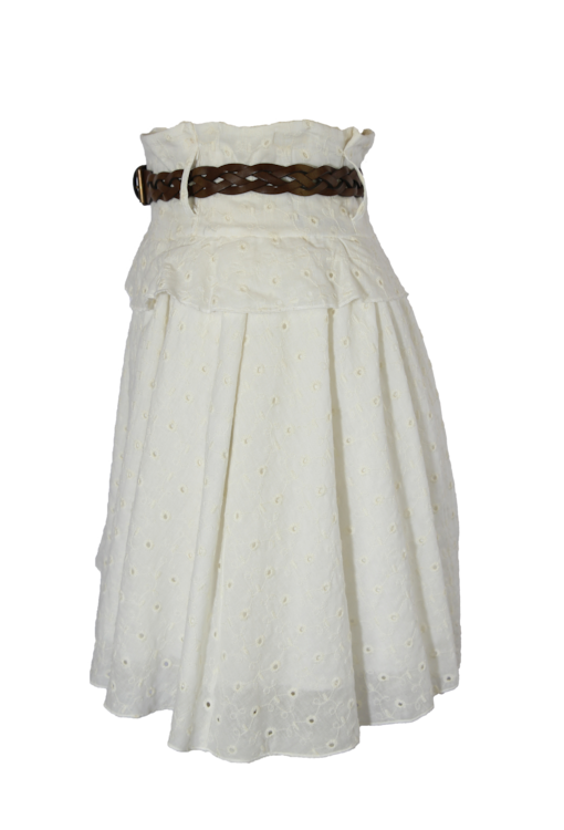 Saia curta bordada com cinto