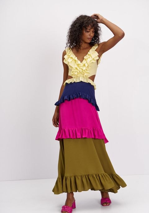 Vestido longo com costas abertas