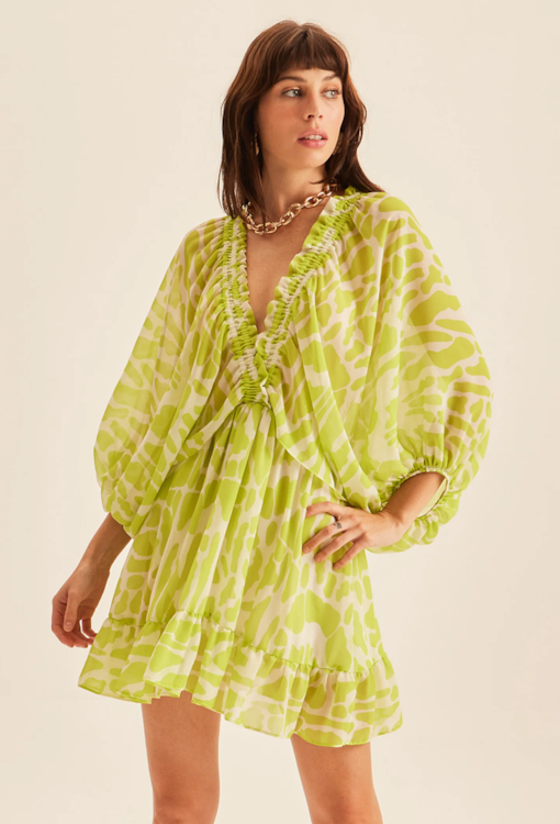 Vestido com Aberturas Estampado