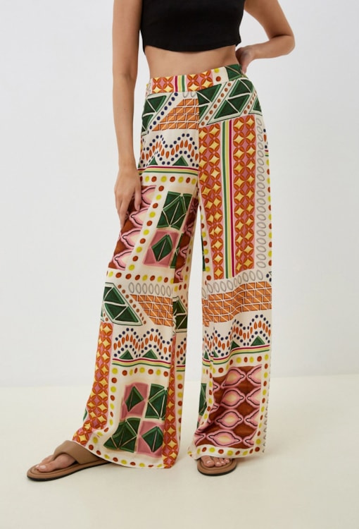 Calças Wide Leg Estampadas