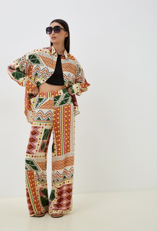 Calças Wide Leg Estampadas