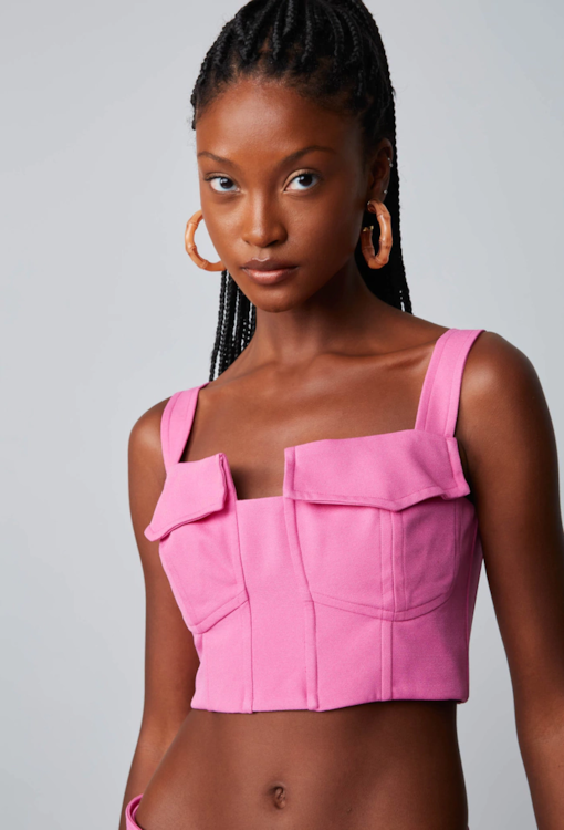 Top Cropped com Bolsos