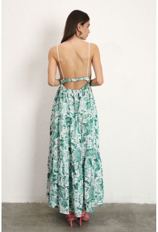 Vestido estampado com costas abertas